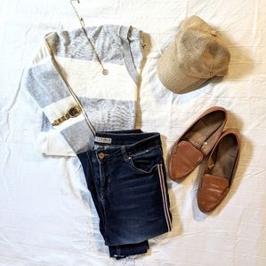 Grey and White Stripe Sweater